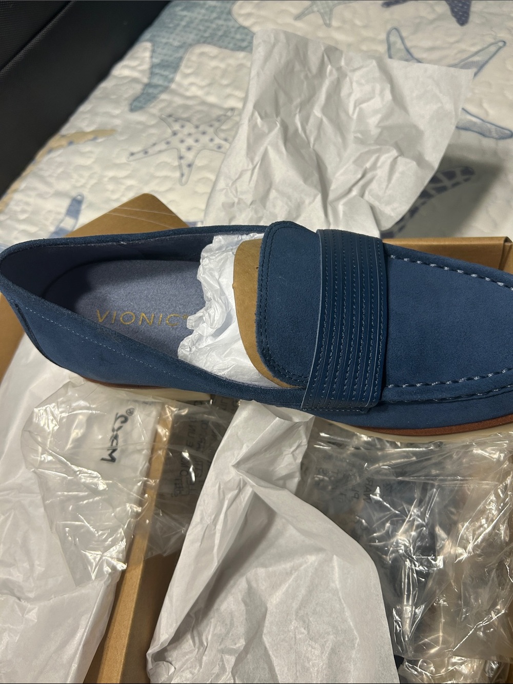 Vionic Corrine suede loafers denim blue new in box